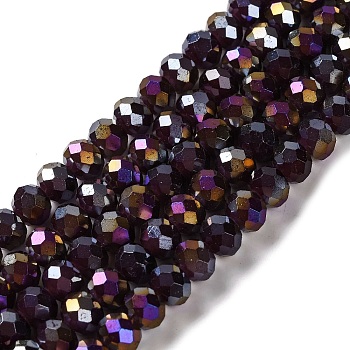 Baking Electroplate Glass Beads Strands, AB Color, Faceted, Round, Coconut Brown, 10x8mm, Hole: 1mm, about 63~65pcs/strand, 18.90''(48~50cm)