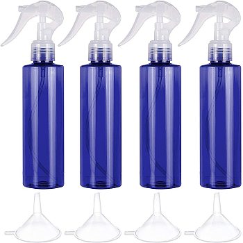 PET Plastic Trigger Spray Bottles, with Polypropylene(PP) Spray Head, Plastic Funnel Hopper and Chalkboard Sticker Labels, Blue, 20.5x4.6cm, Capacity: 200ml