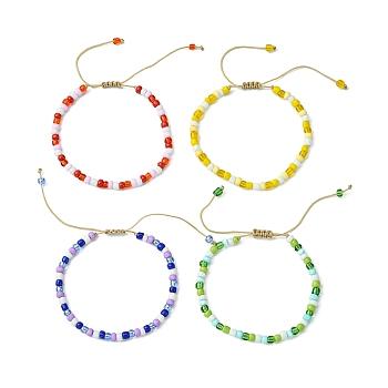 Glass Seed Braided Bead Bracelet for Women, Mixed Color, Inner Diameter: 2~3-1/4 inch(5.1~8.2cm)