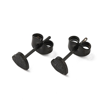 304 Stainless Steel Haart Stud Earrings for Women, Electrophoresis Black, 5x5mm, Pin: 0.8mm