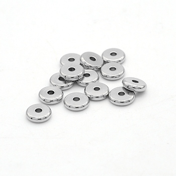 304 Stainless Steel Beads, Disc/Flat Round, Stainless Steel Color, 6x2mm, Hole: 2mm