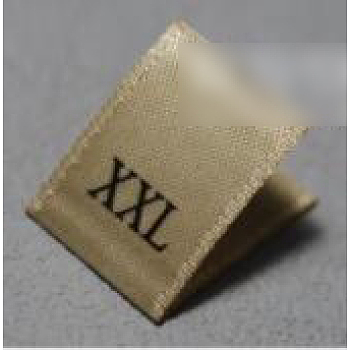 Clothing Size Labels, Woven Crafting Craft Labels, for Clothing Sewing, Size XXL, Dark Khaki, 35x14mm, 100pcs/bag