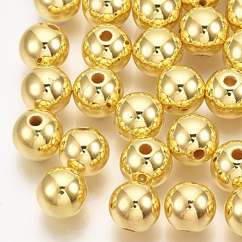 ABS Plastic Beads, Round, Golden Plated Plated, 5.5~6x5~5.5mm, Hole: 1.5mm, about 5000pcs/500g