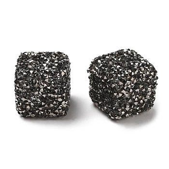 Resin Beads, with Rhinestone, Drusy Cube, Dark Gray, 16x16x16mm, Hole: 3.6mm