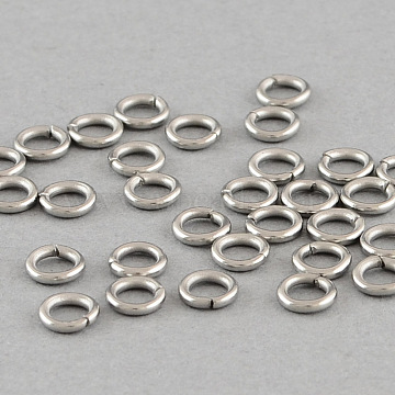 304 Stainless Steel Open Jump Rings, Stainless Steel Color, 20 Gauge, 4x0.8mm, Inner Diameter: 2.4mm(X-STAS-Q186-02-4x0.8mm)