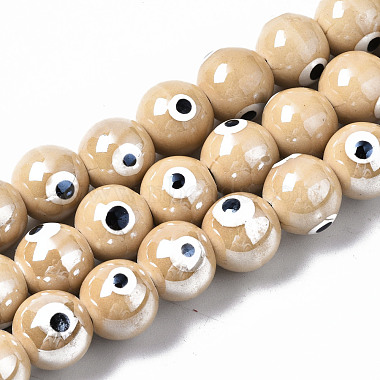 BurlyWood Round Porcelain Beads