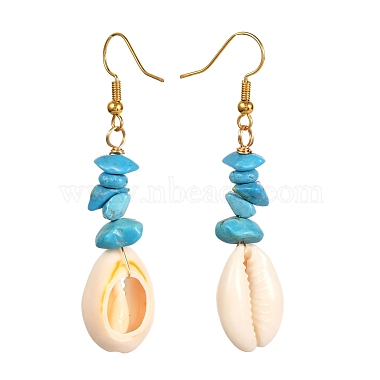 Natural Cowrie Shell Beads Dangle Earrings(EJEW-JE04642)-5