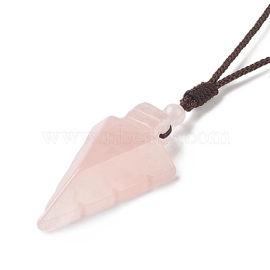 Collar con colgante de flecha de cuarzo rosa natural(NJEW-C031-02G)-3