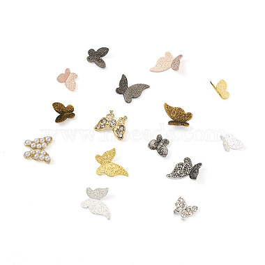 1 boîte 75pcs 15 styles de cabochons en alliage texturé papillon(MRMJ-PJ0001-05)-3