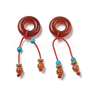 Natural Red Agate Donut Pendants(G-R489-03)-2