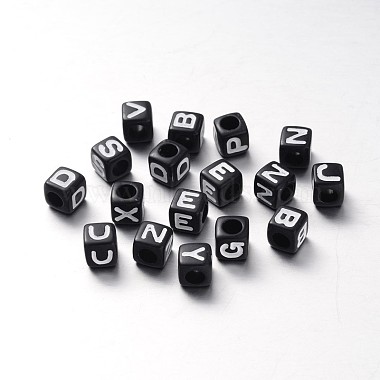 10mm Black Cube Acrylic Beads