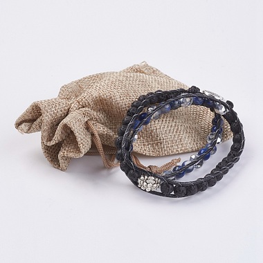 Natural Sodalite and Lava Rock Wrap Bracelet(BJEW-JB03612-01)-3