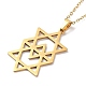 201 Stainless Steel David Star Pendant Necklace with Cable Chains(NJEW-Q317-07G)-3