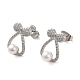 Bowknot Brass Micro Pave Clear Cubic Zirconia Stud Earrings(EJEW-A040-01P)-1