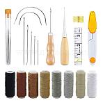 Leather Working Tools Kit, Including Stitching Needles, Waxed Thread, Scissors, Awl, Tape Measure and Sewing Thimble, for DIY Leather Craft, Mixed Color, 29pcs/set(PURS-PW0003-003B)