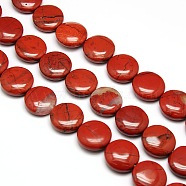 Natural Crackle Flat Round Red Jasper Beads Strands, 20x7~9mm, Hole: 1mm, about 20pcs/strand, 15.74 inch(G-L246-21)