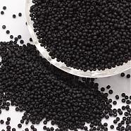 15/0 Round Glass Seed Beads, Grade A, Frosted, Opaque Colours, Black, 1.3~1.5mm, Hole: 0.5mm, about 75000pcs/pound(SEED-J015-F15-M49)