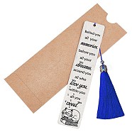 CRASPIRE DIY Rectangle Bookmark Making Kits, Including Stainless Steel Bookmark Card, Polyester Tassel, Cat Pattern, Card: 125x26mm, 2pcs/set(DIY-CP0006-84E)