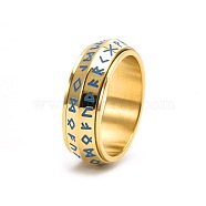 Rune Words Viking Amulet Titanium Steel Rotating Finger Ring, Fidget Spinner Ring for Calming Worry Meditation, Golden, US Size 8(18.1mm)(PW-WG36209-11)