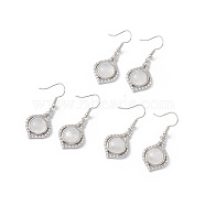 Natural Quartz Crystal Vase Dangle Earrings, Platinum Brass Jewelry for Women, 40mm, Pin: 0.5mm(EJEW-A092-01P-20)