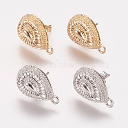 Alloy Stud Earring Findings, with Loop, Teardrop, Mixed Color, 19x12mm, Hole: 1mm, Pin: 0.7mm(PALLOY-F201-04)
