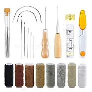 Leather Working Tools Kit, Including Stitching Needles, Waxed Thread, Scissors, Awl, Tape Measure and Sewing Thimble, for DIY Leather Craft, Mixed Color, 29pcs/set(PURS-PW0003-003B)