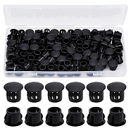 Gorgecraft 100Pcs Plastic Hole Plugs, Snap in Flush Type Hole Plugs, Post Pipe Insert End Caps, for Furniture Fencing, Column, Black, 12.5x10.5mm(FIND-GF0003-74)