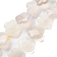 Natural White Agate Beads Strands, Flower, 20x20x6mm, Hole: 1.2mm, about 20pcs/strand, 14.57~14.96 inch(37~38cm)(G-F769-G01-02)