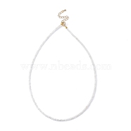 Natural Rainbow Moonstone Beaded Necklaces, with Golden Plated Brass Chain Extender and Spring Ring Clasps, Golden, 17.32~17.52 inch(44~44.5cm)(NJEW-JN02990-04)