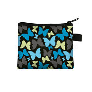 Butterfly Pattern Polyester Clutch Bags, Change Purse with Zipper & Key Ring, for Women, Rectangle, Dark Cyan, 13.5x11cm(PAAG-PW0016-16B)