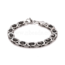 304 Stainless Steel Byzantine Chains Bracelet, Two Tone Highly Durable Bracelet for Men Women, Electrophoresis Black & Stainless Steel Color, 7-3/4 inch(19.7cm)(STAS-E160-06EBP)