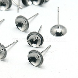 304 Stainless Steel Stud Earring Findings, Stainless Steel Color, 8x2.5mm, Pin: 0.7mm(STAS-E024-11)