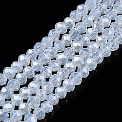 Electroplate Glass Beads Strands, Imitation Jade Beads, Pearl Luster Plated, Faceted, Rondelle, Light Blue, 3.5~3.8x3mm, Hole: 0.4mm, about 113~115pcs/strand, 12.80~12.99 inch(32.5~33cm)(EGLA-A044-J3mm-A06)