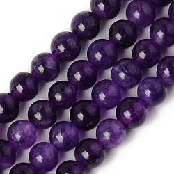 Natural Quartz Beads Strands, Dyed & Heated, Imitation Amethyst, Round, Purple, 6~6.5mm, Hole: 1mm, about 62pcs/strand, 15.16 inch(38.5cm)(G-R479-6mm-07)