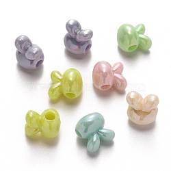 Opaque Acrylic Beads, AB Color Plated, Large Hole Beads, Rabbit, Mixed Color, 14.5x14x12mm, Hole: 4mm, about 530pcs/500g(SACR-R250-12)