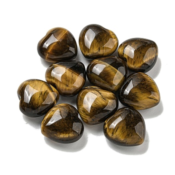 Natural Tiger Eye Beads, Half Drilled, Heart, 15.5x15.5x8mm, Hole: 1mm