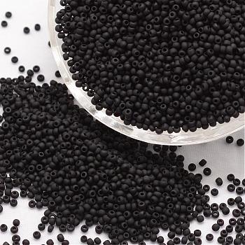 15/0 Round Glass Seed Beads, Grade A, Frosted, Opaque Colours, Black, 1.3~1.5mm, Hole: 0.5mm, about 75000pcs/pound