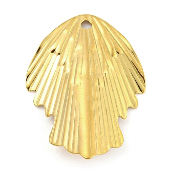 304 Stainless Steel Pendants, Golden, Leaf, 32x22.5x5mm, Hole: 1.8mm