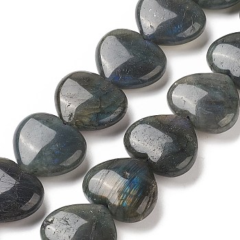 Natural Labradorite Beads Strands, Heart, 24~26x28~28.5x9~12mm, Hole: 1.5mm, about 15pcs/strand, 15.04~15.55 inch(38.2~39.5cm)