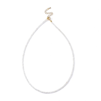 Natural Rainbow Moonstone Beaded Necklaces, with Golden Plated Brass Chain Extender and Spring Ring Clasps, Golden, 17.32~17.52 inch(44~44.5cm)