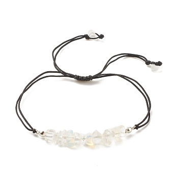 Opalite Chips Braided Bead Bracelet, Gemstone Adjustable Bracelet for Women, Inner Diameter: 5/8~3-5/8 inch(1.6~9.3cm)