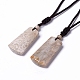 Natural Fossil Coral Trapezoid Pendant Necklace for Women(NJEW-C002-01)-1
