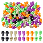 125Pcs 5 Colors Halloween Plastic Beads, No Hole, Skull, Mixed Color, 16x9x10mm, Hole: 1.8mm, 25pcs/color(FIND-DC0006-32)