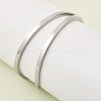 304 Stainless Steel Cuff Bangles for Women, Stainless Steel Color, Inner Diameter: 1.89 inch(4.8cm)x2.05 inch(5.2cm)(BJEW-D408-29P)