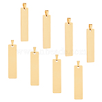 304 Stainless Steel Pendants, Stamping Blank Tag, Rectangle, Golden, 48x12x1mm, Hole: 4x13mm, 8pcs/box(STAS-UN0013-42G)