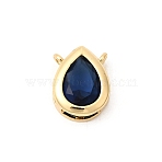Brass Micro Pave Cubic Zirconia Pendants, Teardrop Charms, Long-Lasting Plated, Rack Plating, Lead Free & Cadmium Free, Real 18K Gold Plated, Royal Blue, 10x8x4mm, Hole: 0.9mm(X-KK-K419-03G-01)