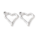 304 Stainless Steel Textured Pendants, Hollow Out Heart Charms, Non-Tarnish, Stainless Steel Color, 21x22x3mm, Hole: 2mm(STAS-A133-05P)