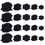 20Pcs 5 Styles Rose Shape Cloth Iron on Embroidered Patches, Sewing Craft Decoration, Black, 26~86x30~104x0.7~1.2mm, 4pcs/style(PATC-HY0001-79)