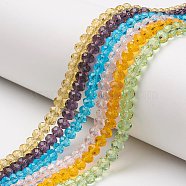 Glass Beads Strands, Faceted, Rondelle, Mixed Color, 8x6mm, Hole: 1mm, about 65~68pcs/strand, 15.7~16.1 inch(40~41cm)(EGLA-A034-T8mm-D)