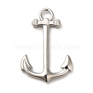 304 Stainless Steel Pendants, Anchor Charms, Stainless Steel Color, 38x25x3.5mm, Hole: 4.5mm(STAS-F281-02P)